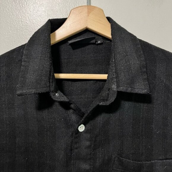 Nicce London Black Button-Up Shirt - Size M, Textured Stripes - Picture 12 of 12